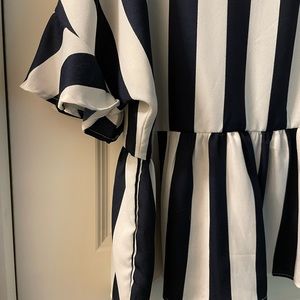 Black Tape Women's Blue & White Peplum Top